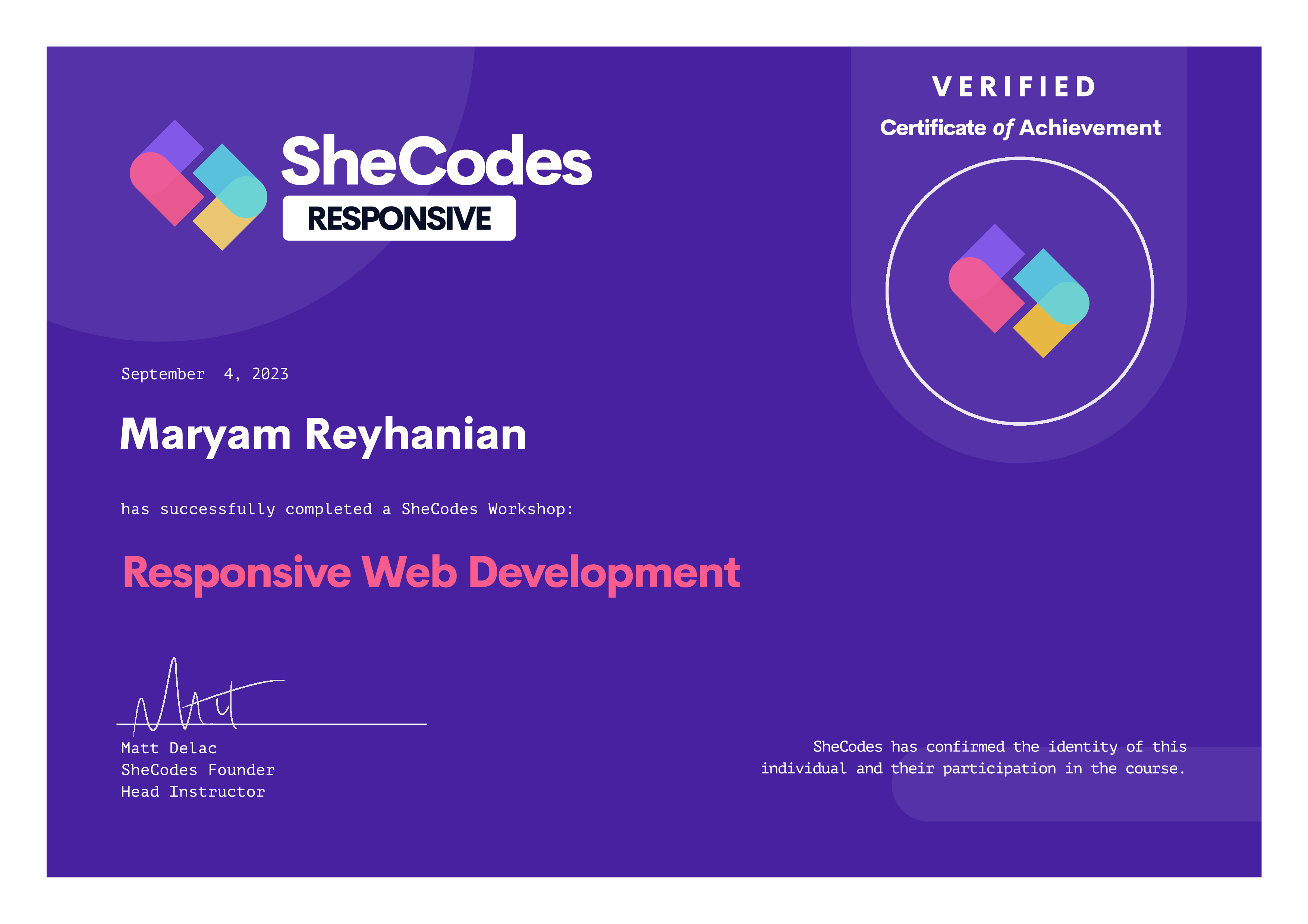 certificate basic shecodes